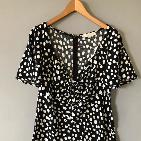 NWT Loft dress size L short sleeve black white - Picture 2 of 7